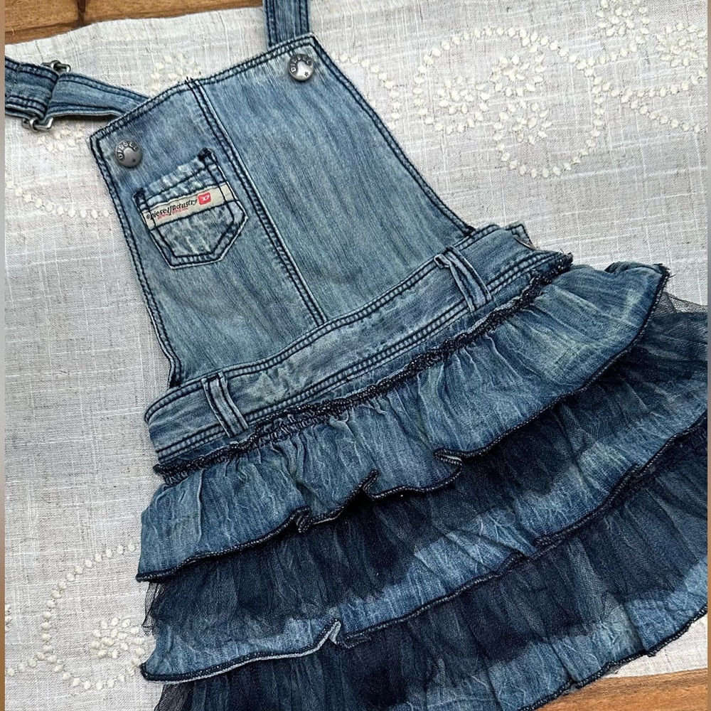 Diesel Denim Overalls Skirt Girls SZ 18 Mo. 100% Authentic. Very Good Cond!